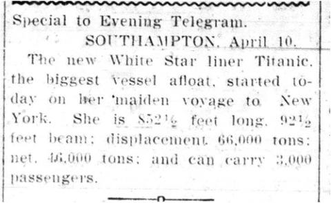 The Evening Telegram April 11, 1912