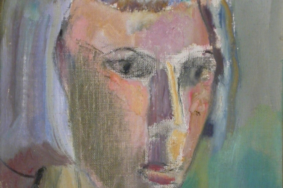 Rae Perlin. Head (1954). Oil on canvas board. 26.8 x 21.8 cm. Memorial University of Newfoundland Collection, The Rooms. 